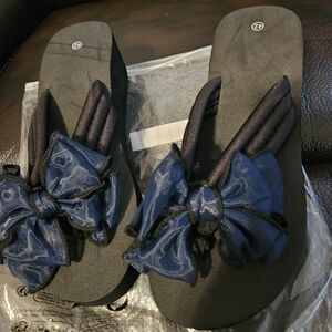 Black and Blue Bow Sandals